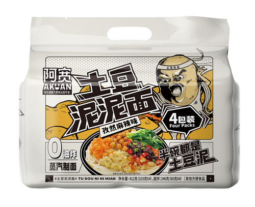阿宽土豆泥泥面孜然麻辣味四连包